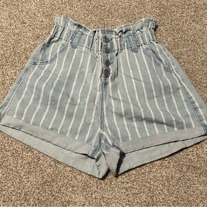 PrettyLittleThing Blue and White High Waist Shorts